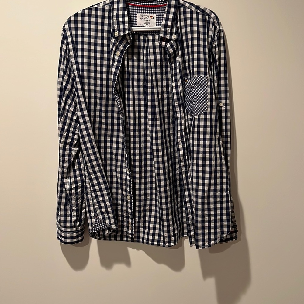 Arnold Palmer blue checkered casual dress shirt